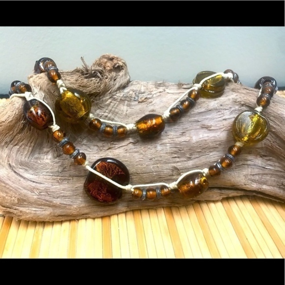 Vintage Boho Glass Bead Necklace